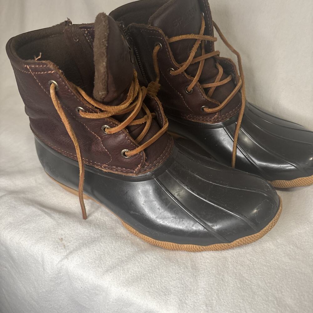 Sperry Women's Saltwater Duck Boots STS91175 Brown/Black - Size 8.5